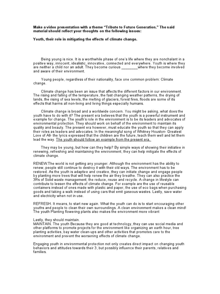 Youth's Role in Climate Action | PDF | Climate Change | Reuse