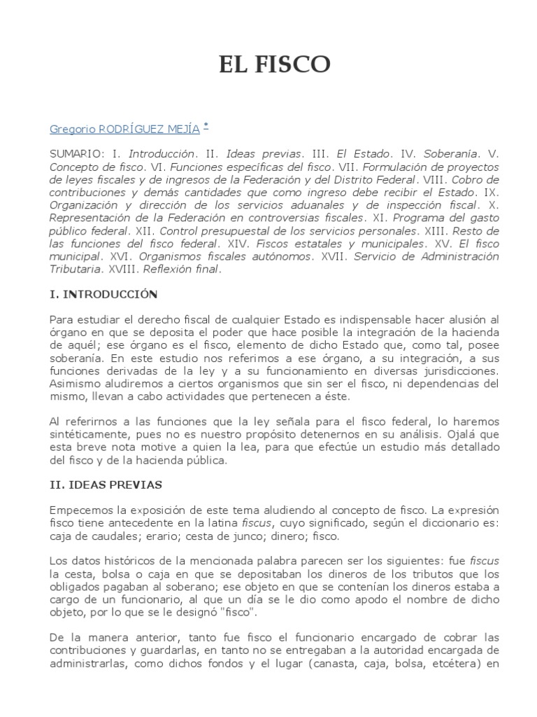 Concepto y Funciones del Fisco | PDF | Gobierno de españa | Presupuesto