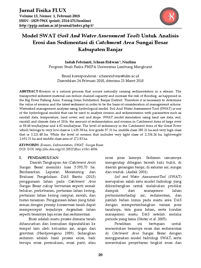 SWAT Model for Erosion Analysis in Sungai Besar | PDF | Erosion | Sediment