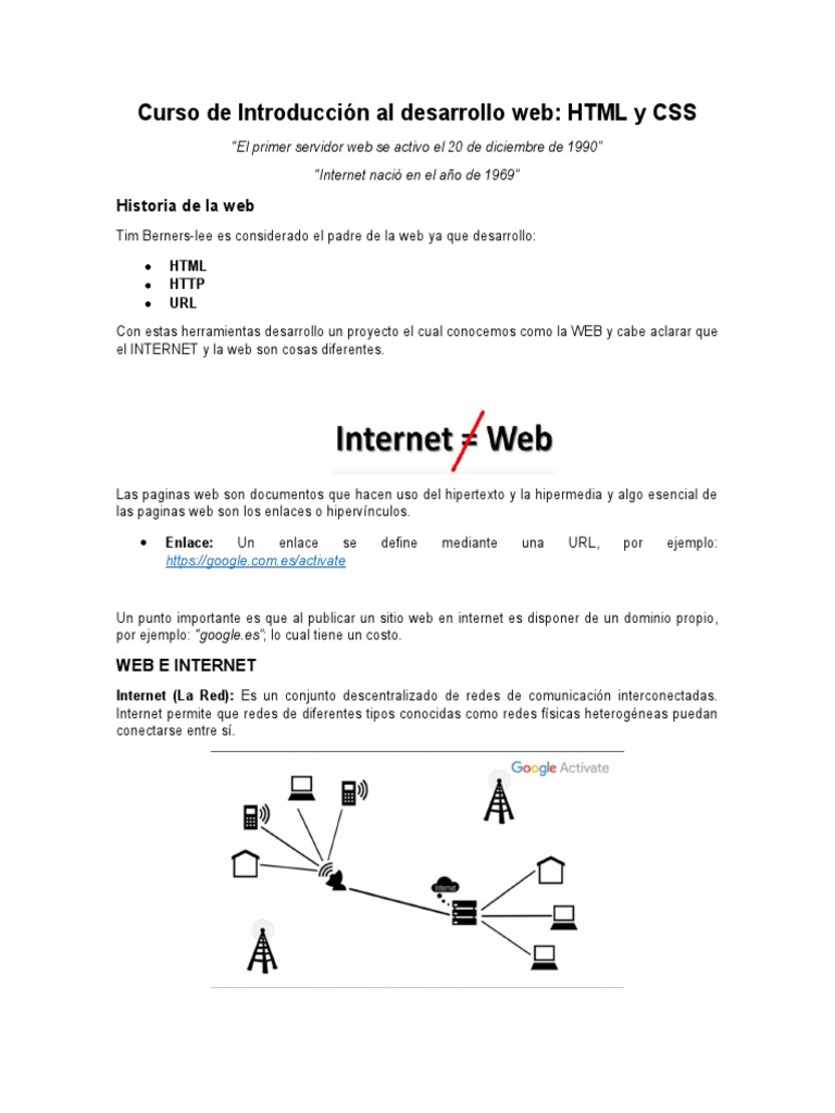 (Modulo 1) Curso de Introducción Al Desarrollo Web HTML y CSS | PDF ...