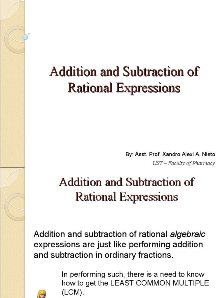 Adding and Subtracting Rational Expressions | PDF | Fraction ...