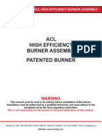 ACL High Efficiency Burner Assembly Patented Burner: Warning