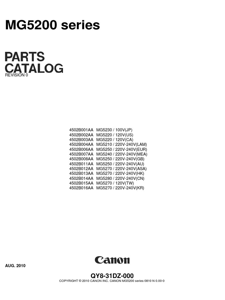 Canon Pixma MG5200 Series Part Catalog PDF Magenta Cyan