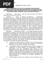 Bayanihan to Recover Act Overview | PDF | Loans | Economies