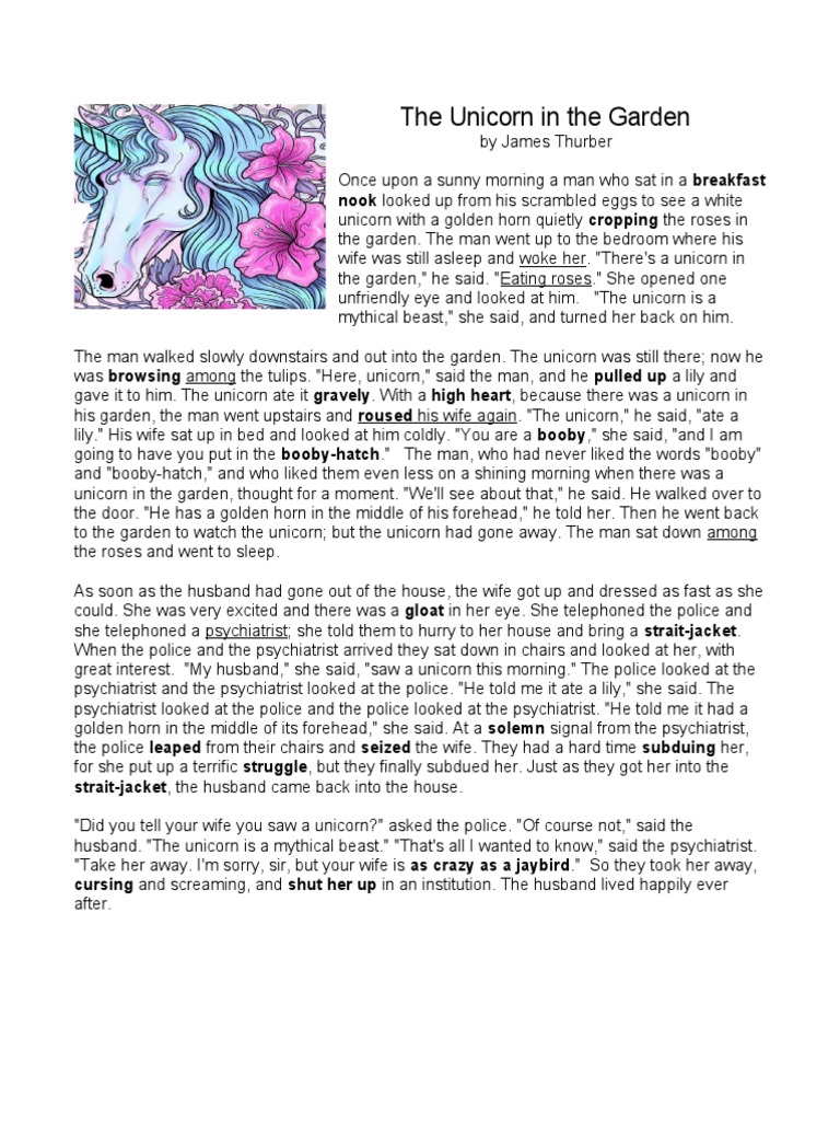 The Unicorn in The Garden PDF Linguistics Grammar