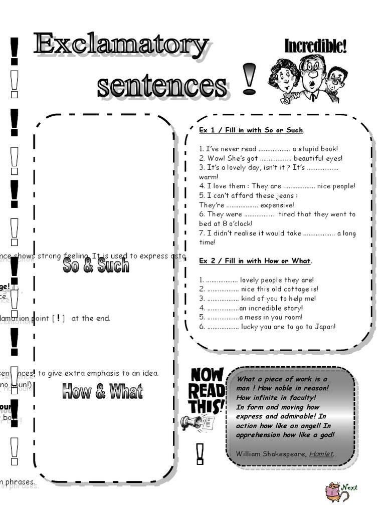 Grammar Exercises: Exclamations and Emphasis | PDF