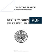 Grand Orient de France - Des Us Et Coutumes Du Travail en Loge