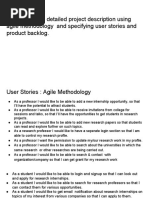 Experiment 1: Aim: To Give A Detailed Project Description Using Agile Methodology and Specifying User Stories and Product Backlog