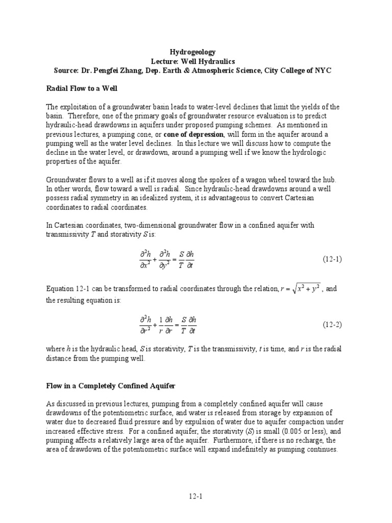 Well Hydraulics and Drawdown Analysis | PDF | Aquifer | Hydrology