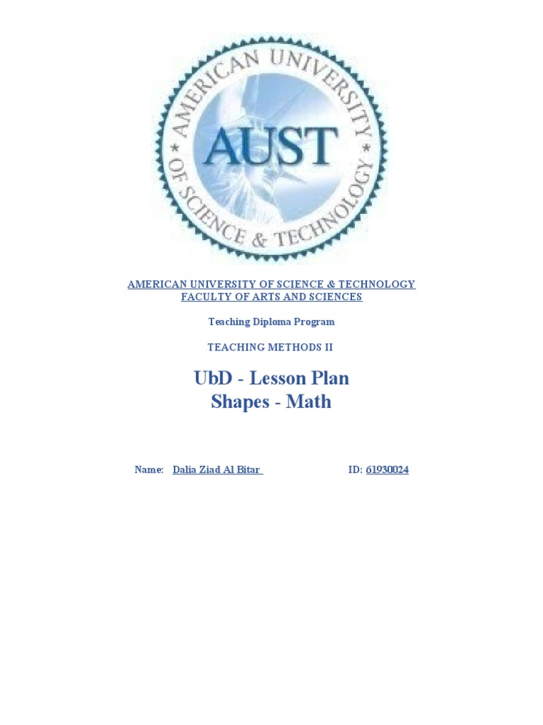 UbD Lesson Plan: Basic Shapes for KG2 | PDF | Shape | Triangle