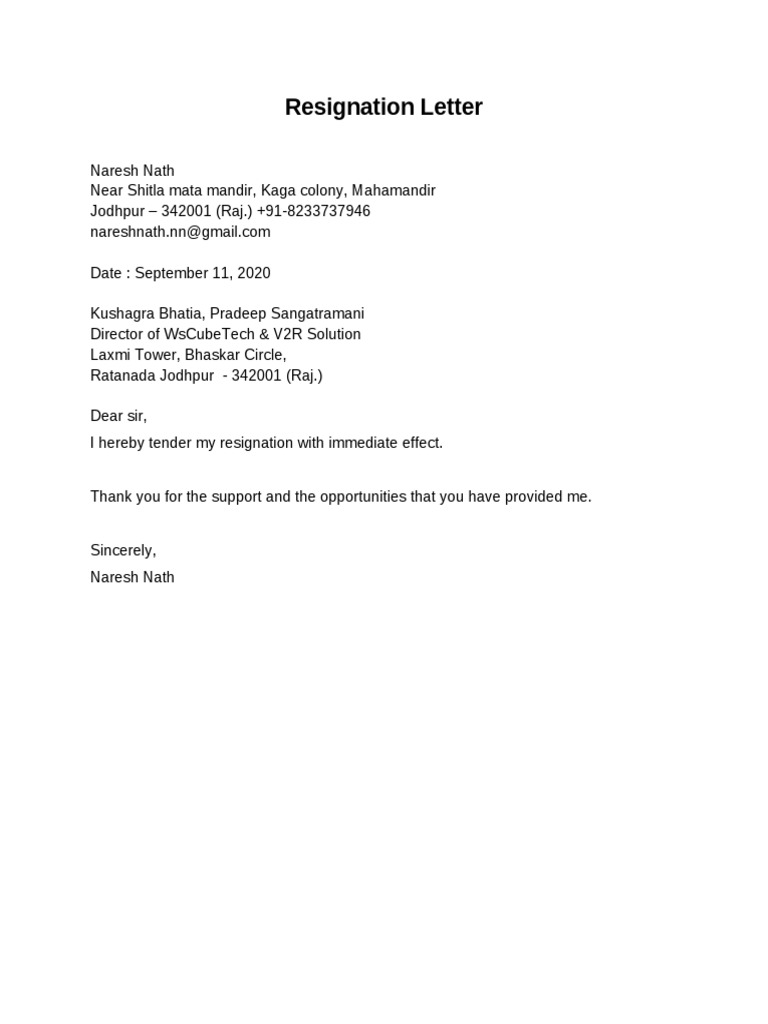 Resignation Letter | PDF