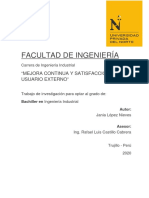 Mejora Continua y Satisfacción Del Usuario Externo