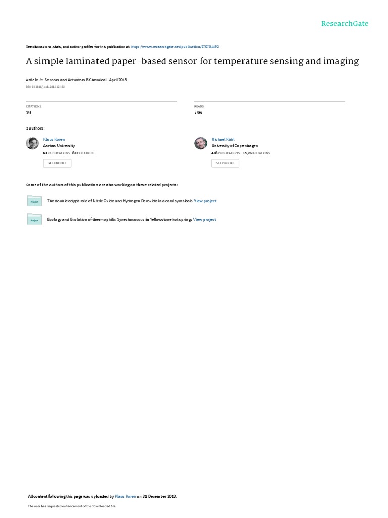 A Simple Laminated Paper-Based Sensor For Temperat | PDF | Sensor ...