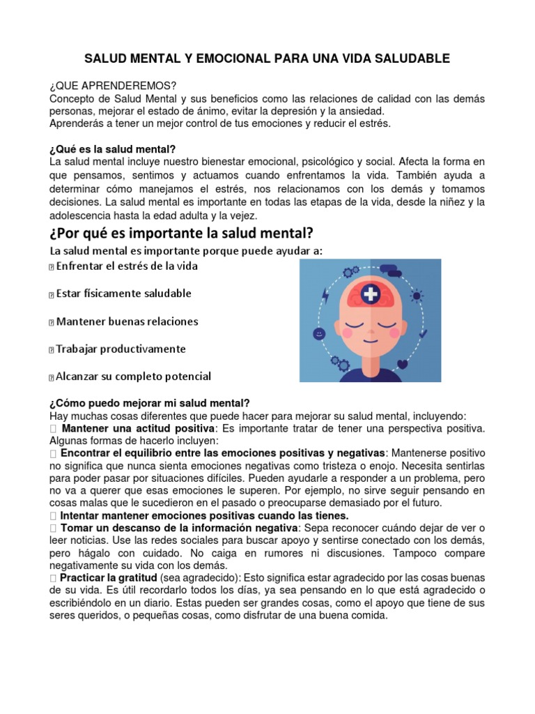 Mejora tu Salud Mental y Emocional | PDF | Salud mental | Las emociones