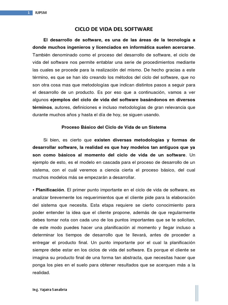 Ciclo de Vida Del Software | PDF | Ingeniería de software | Software
