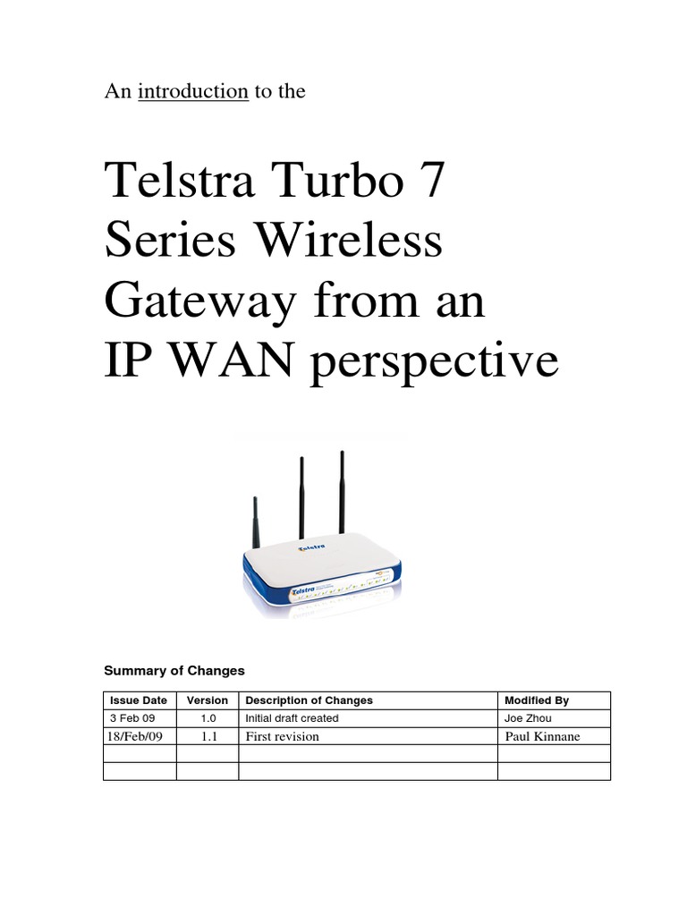 Telstra Ultimate Gateway 3G42WT IP WAN Enterprise Setup Guide PDF