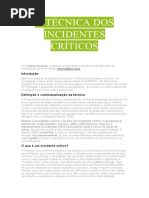 A TÉCNICA DOS INCIDENTES CRÍTICOS