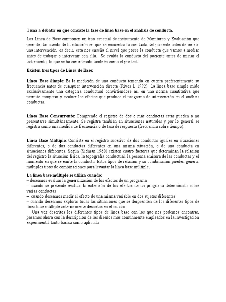 En Que Consiste La Fase de Línea Base en El Análisis de Conducta | PDF