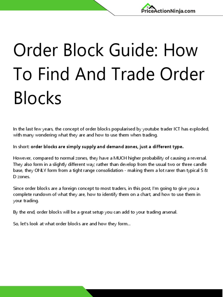 Order Block Trading Guide | PDF | Demand | Supply And Demand