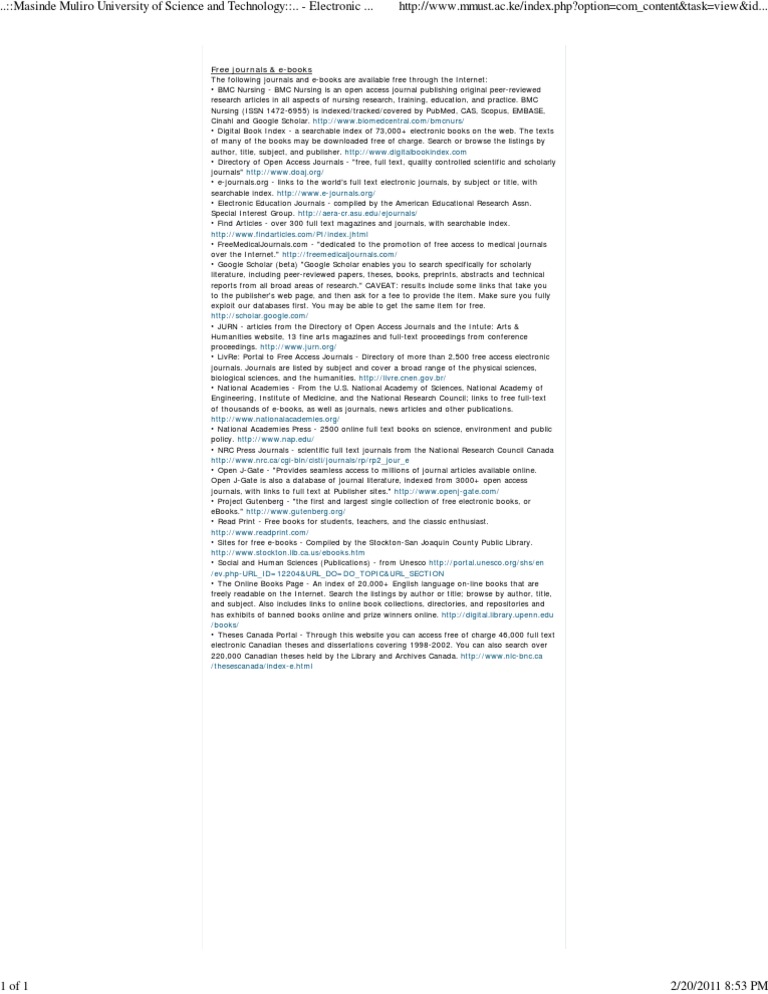 Electronic Sources of Information | PDF | Open Access | E Books