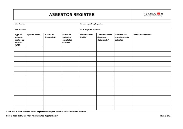 Asbestos Register and Site Assessment | PDF