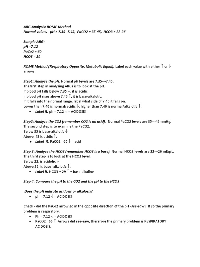 ABG Analysis - 5 Steps ROME | Download Free PDF | Intensive Care ...