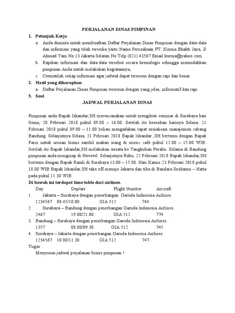 Perjalanan Dinas Pimpinan | PDF