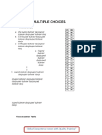 Multiple Choices: Answer Sheet