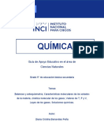 Guía de Química 9°: Balanceo, Estados de la Materia, Leyes de los Gases