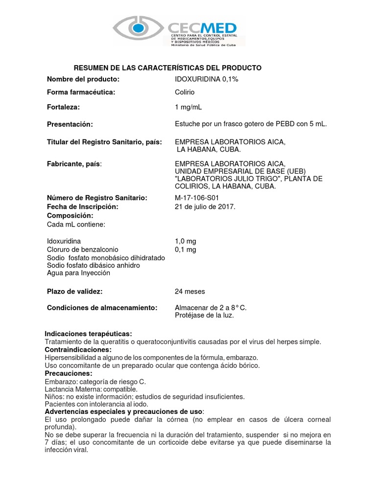 m17106s01 Idoxuridina PDF Especialidades Medicas Medicina
