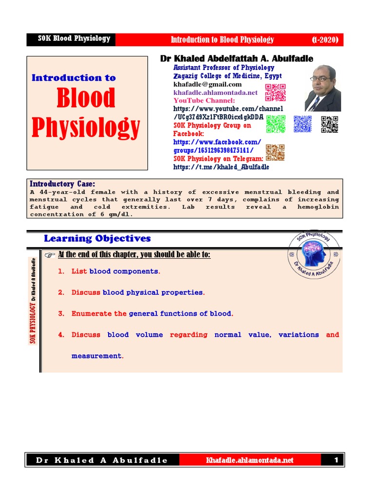 Blood Physiology Overview and Functions | PDF | Blood Cell | Blood
