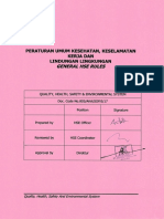 Peraturan Umum Kesehatan, Keselamatan Kerja Dan