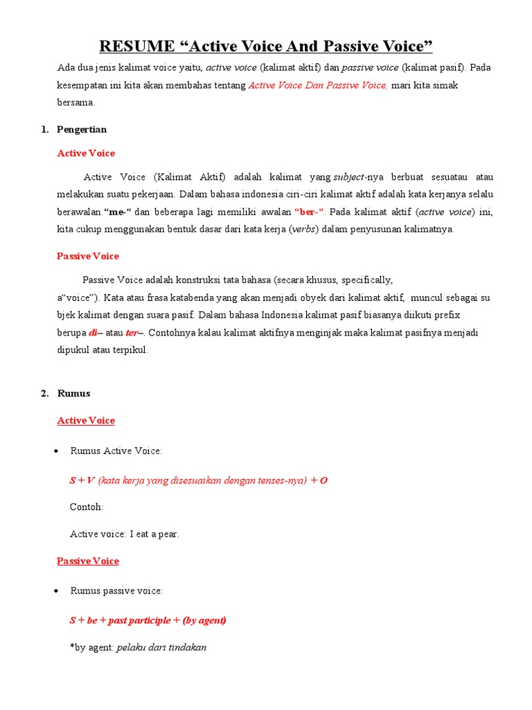 Pengertian dan Rumus Active Voice | PDF