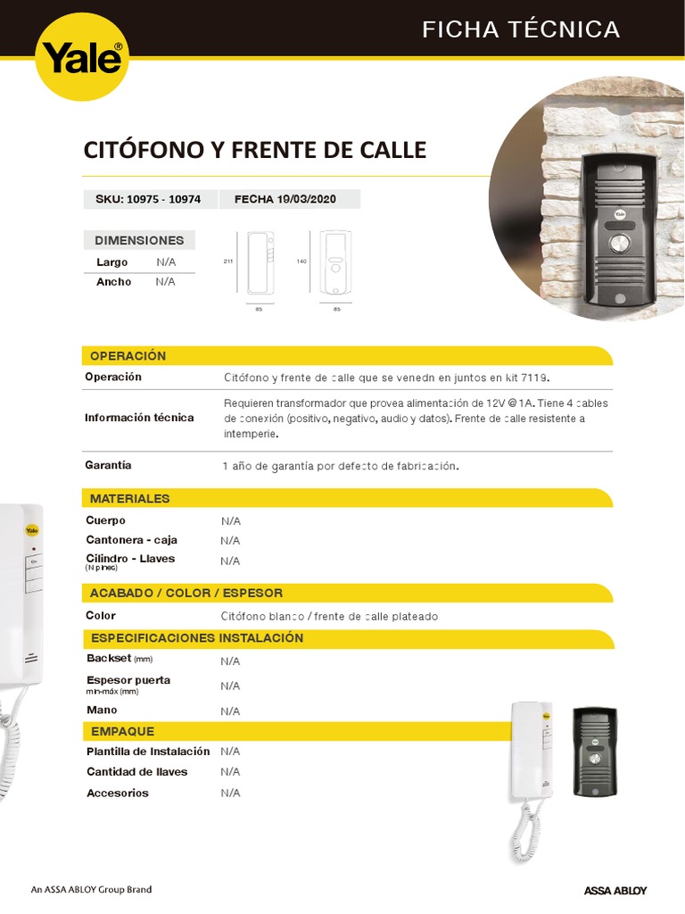 Intercom y Portero Yale | PDF