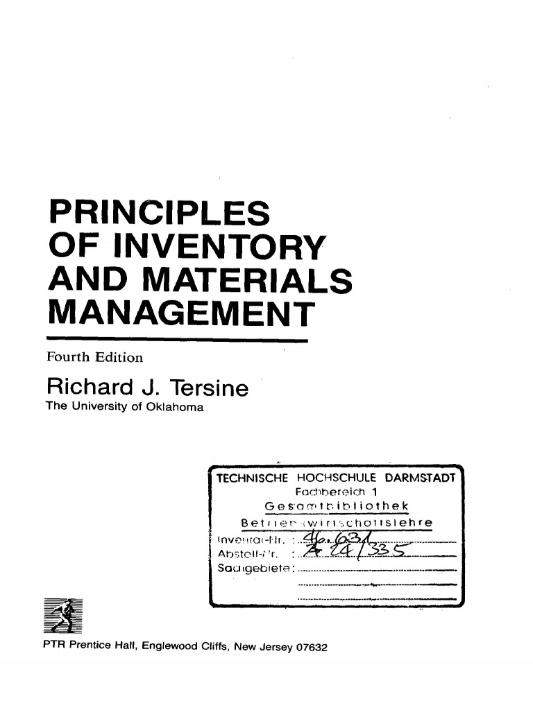 Principles of Inventory and Materials Management A Comprehensive Guide