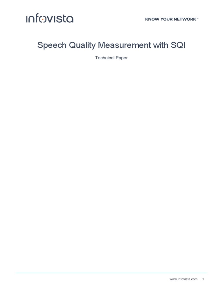 Speech Quality Index (SQI) Overview | PDF | Telecommunications ...