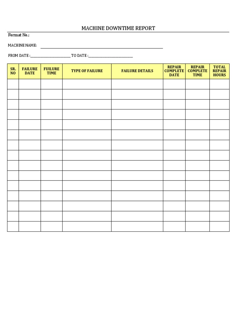 Machine Downtime Report | PDF