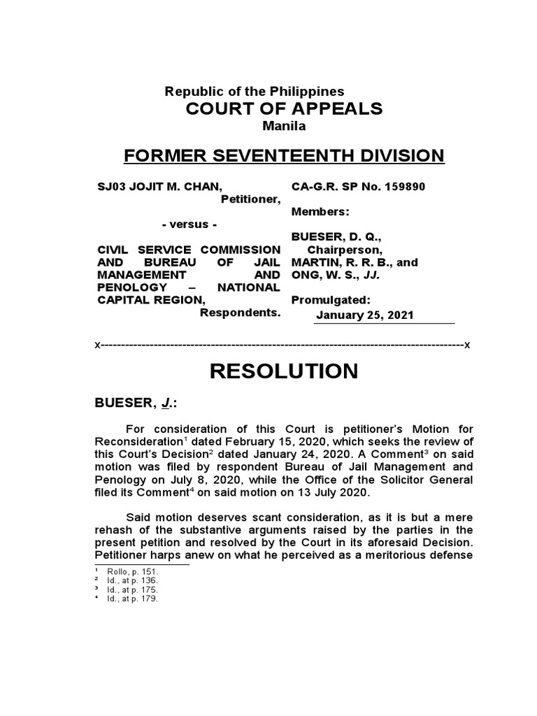 Resolution: Court of Appeals Former Seventeenth Division | PDF ...