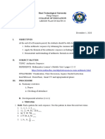 Lesson Plan in Arithmetic Sequence