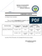 Barangay Secretary Certification