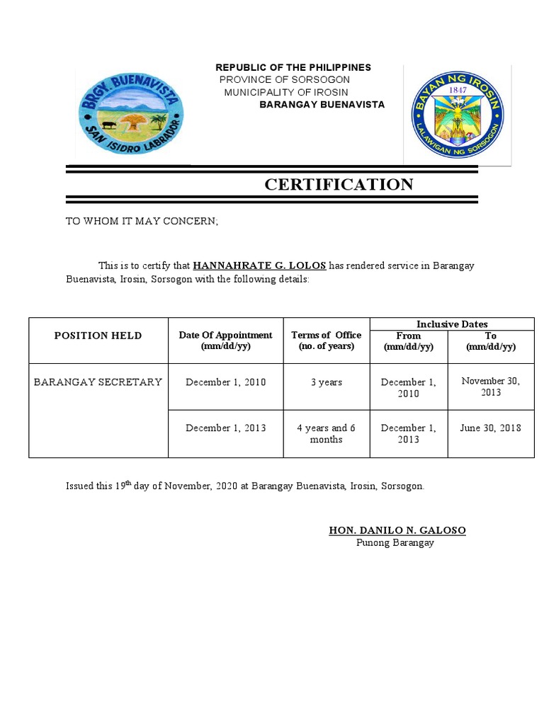 Certification: Republic of The Philippines | PDF