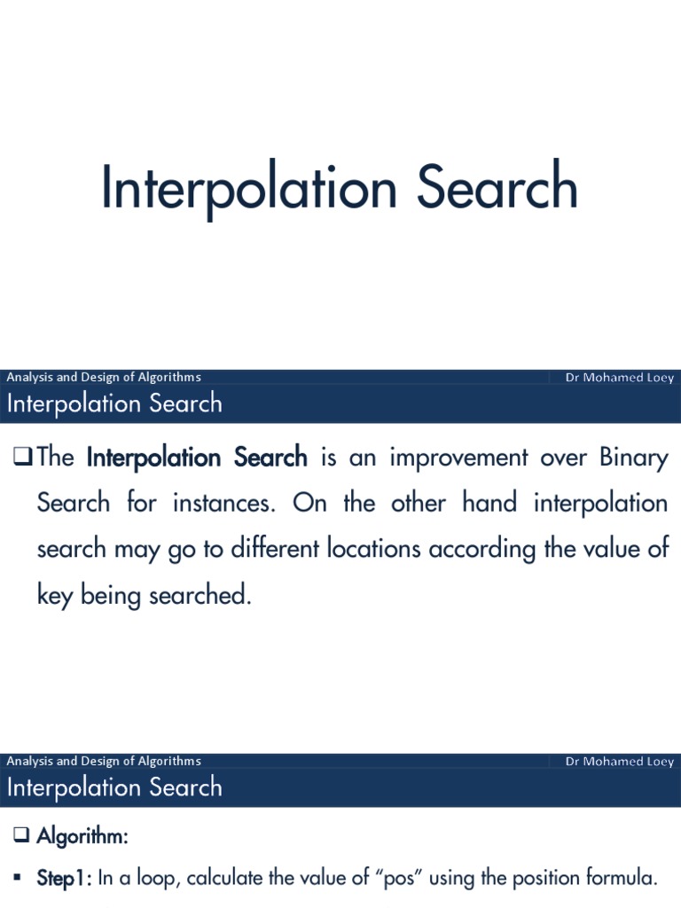 Interpolation Search: Analysis and Design of Algorithms | PDF ...