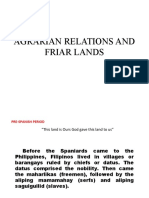 Agrarian Relations and Friar Lands