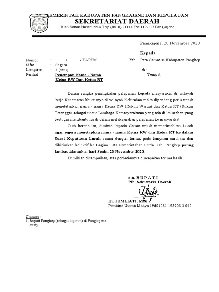 SK Pengangkatan Ketua RT dan RW | PDF