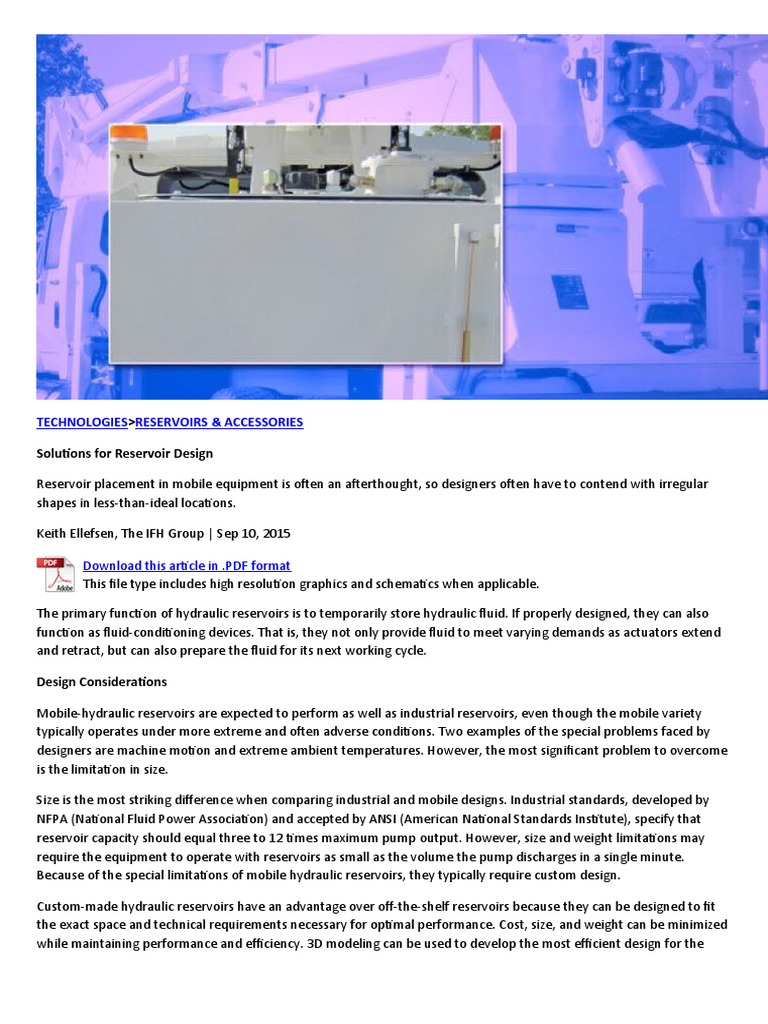 Custom Hydraulic Reservoir Design Optimizing Performance Within Space and Weight Constraints