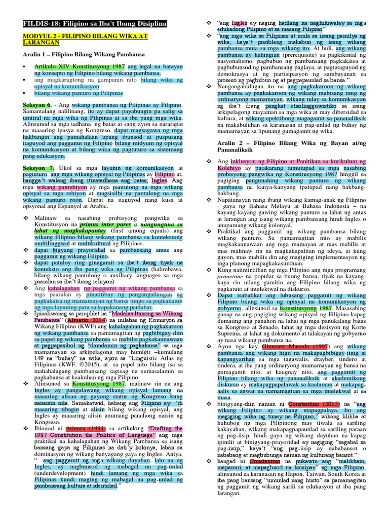 Fildis Notes Module1 4 | PDF
