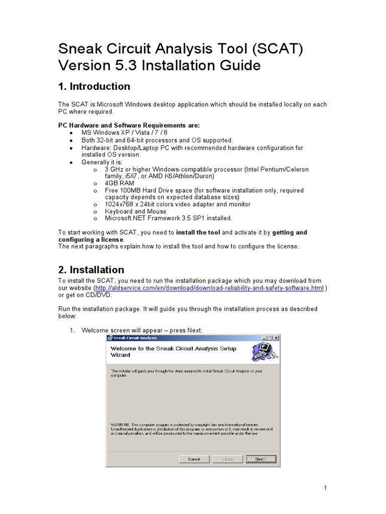 Sneak Circuit Analysis Tool (SCAT) Version 5.3 Installation Guide PDF