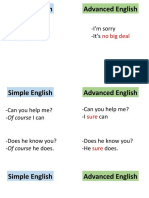 Simple English Advanced English: - I'm Sorry - That's OK - I'm Sorry - It's