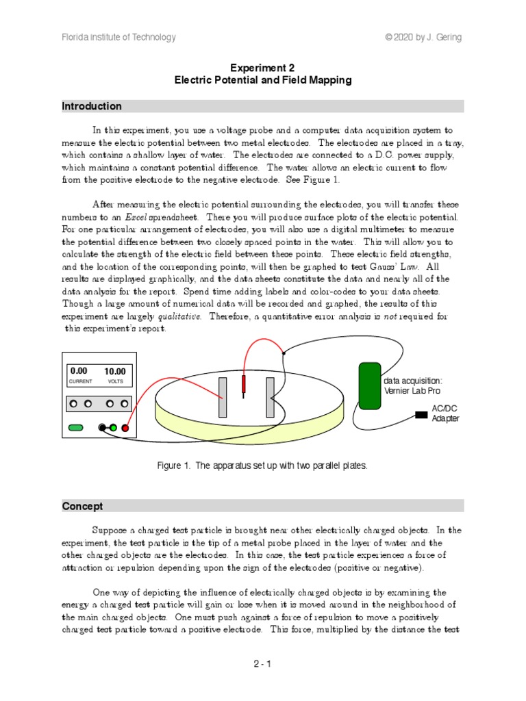 Experiment 2 Electric Potential and Field Mapping: Florida Institute of ...