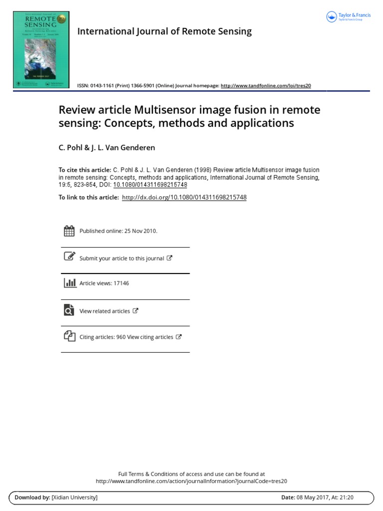 Multisensor Image Fusion in Remote Sensing | PDF | Principal Component ...